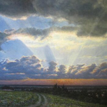 Pittura intitolato "Ozeritsy. Sunrise o…" da Arkady Paransky, Opera d'arte originale, Olio