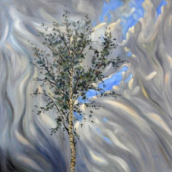 Картина под названием "Sky tree" - Arkady Shilenko, Подлинное произведение искусства, Масло
