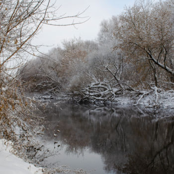 Photography titled "Snow and River, Win…" by Arkady Gude, Original Artwork