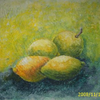 Malerei mit dem Titel "Zitronen" von Maria Olbrich, Original-Kunstwerk, Öl