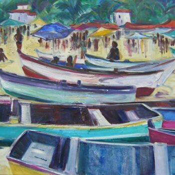 Painting titled "beach bresilian sty…" by Arlette Fougeras Lavergnolle, Original Artwork