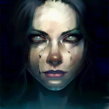 Digitale Kunst mit dem Titel "A Wounded Woman, Po…" von Armajay, Original-Kunstwerk, Digitale Malerei