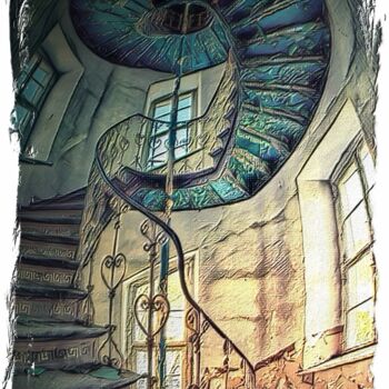 Arte digitale intitolato "Abandoned staircase…" da Armajay, Opera d'arte originale, Pittura digitale