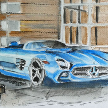 Schilderij getiteld "Mercedes cabriolet…" door Armajay, Origineel Kunstwerk, Pastel