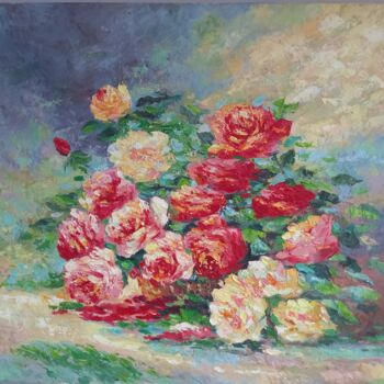 Картина под названием "Цветы розы" - Arman Asatryan, Подлинное произведение искусства, Масло