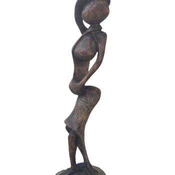 Sculpture titled "Compétition" by Armand Kebfoube, Original Artwork, Wood
