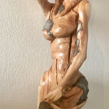 Sculptuur getiteld "le miroir" door Armand Kebfoube, Origineel Kunstwerk, Hout