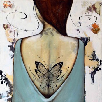 Pintura intitulada "Mme Butterfly" por Armandine Js, Obras de arte originais, Acrílico