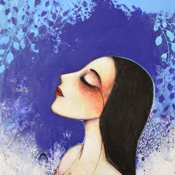 Painting titled "L'heure bleue" by Armandine Js, Original Artwork, Acrylic