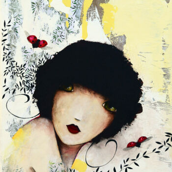 Painting titled "Lady Bug" by Armandine Js, Original Artwork, Acrylic