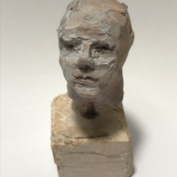 Sculpture titled "Volto12" by Armando D'Andrea, Original Artwork, Clay