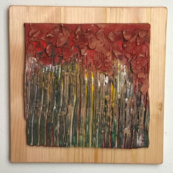 Sculpture titled "Fiori rossi" by Armando D'Andrea, Original Artwork, Clay Mounted on Wood Panel