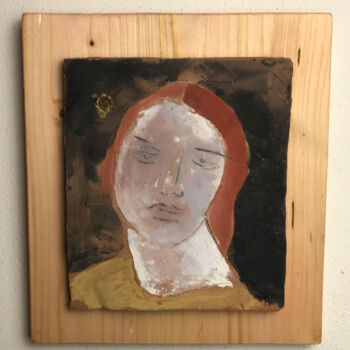 Sculpture titled "Ritratto di donna" by Armando D'Andrea, Original Artwork, Clay Mounted on Wood Panel