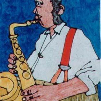 Ζωγραφική με τίτλο "SAX-MAN" από Armando Moreschi, Αυθεντικά έργα τέχνης