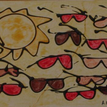 Pittura intitolato "SUNGLASSES" da Armando Moreschi, Opera d'arte originale, Olio