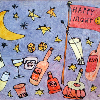 Pittura intitolato "HAPPY NIGHT" da Armando Moreschi, Opera d'arte originale, Olio