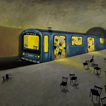 Malerei mit dem Titel "Psychiatric hospital" von Arman Ohanyan, Original-Kunstwerk, Öl