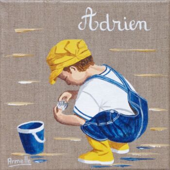 Painting titled "Adrien" by Armelle Cailly, Original Artwork, Acrylic Mounted on Wood Stretcher frame