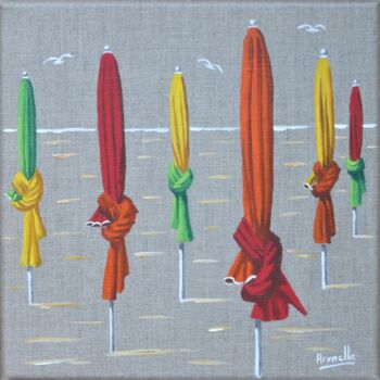 Painting titled "parasols 2" by Armelle Cailly, Original Artwork, Acrylic Mounted on Wood Stretcher frame