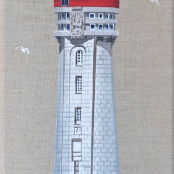 Painting titled "Phare du Grand Jard…" by Armelle Cailly, Original Artwork, Acrylic Mounted on Wood Stretcher frame