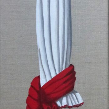 Painting titled "1 parasol rouge" by Armelle Cailly, Original Artwork, Acrylic Mounted on Wood Stretcher frame