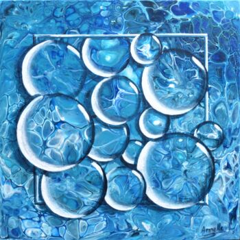 Painting titled "bulles 2" by Armelle Cailly, Original Artwork, Acrylic Mounted on Cardboard