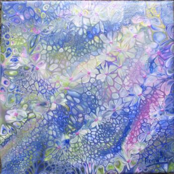 Painting titled "Printemps 1" by Armelle Cailly, Original Artwork, Acrylic Mounted on Wood Stretcher frame
