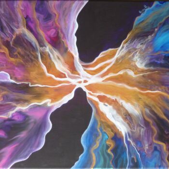 Painting titled "Explosion" by Armelle Cailly, Original Artwork, Acrylic Mounted on Wood Stretcher frame