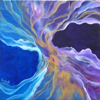 Painting titled "Voile arc-en-ciel" by Armelle Cailly, Original Artwork, Acrylic Mounted on Wood Stretcher frame