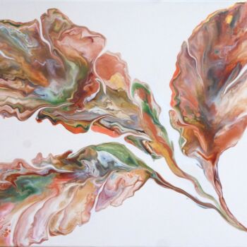 Peinture intitulée "Trois feuilles" par Armelle Cailly, Œuvre d'art originale, Acrylique Monté sur Châssis en bois