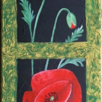 Painting titled "2 coquelicots" by Armelle Cailly, Original Artwork, Acrylic