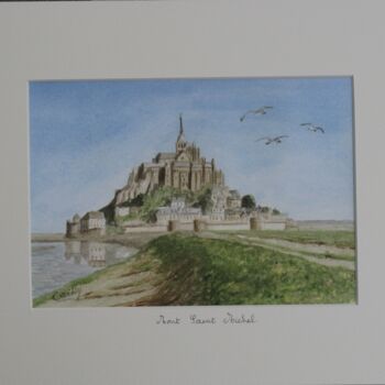 Estampas & grabados titulada "Le Mont Saint Michel" por Armelle Cailly, Obra de arte original, Impresión digital Montado en…