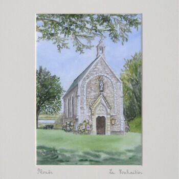Printmaking titled "La chapelle de la S…" by Armelle Cailly, Original Artwork, Digital Print Mounted on Cardboard
