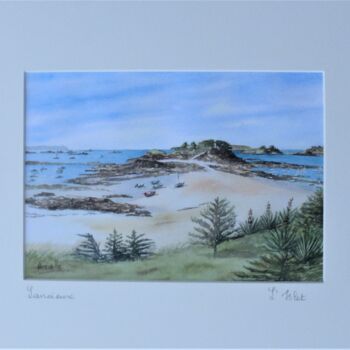 Printmaking titled "Lancieux: plage de…" by Armelle Cailly, Original Artwork, Digital Print Mounted on Cardboard