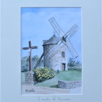 Printmaking titled "Lancieux Le moulin…" by Armelle Cailly, Original Artwork, Digital Print Mounted on Cardboard