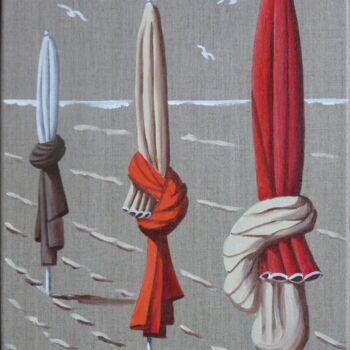 Pintura titulada "Parasols 30x40" por Armelle Cailly, Obra de arte original, Acrílico Montado en Bastidor de camilla de made…