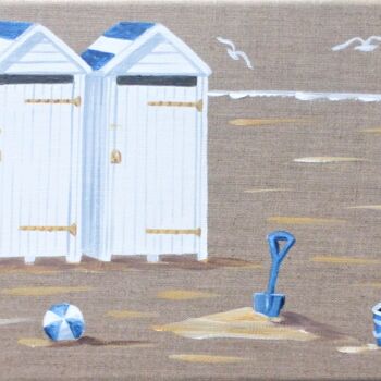 Painting titled "saint lunaire cabin…" by Armelle Cailly, Original Artwork, Acrylic