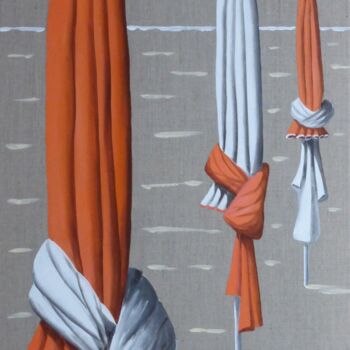 Painting titled "parasols  40x80" by Armelle Cailly, Original Artwork, Acrylic Mounted on Wood Stretcher frame