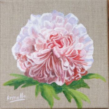 Painting titled "pivoine" by Armelle Cailly, Original Artwork, Acrylic Mounted on Wood Stretcher frame