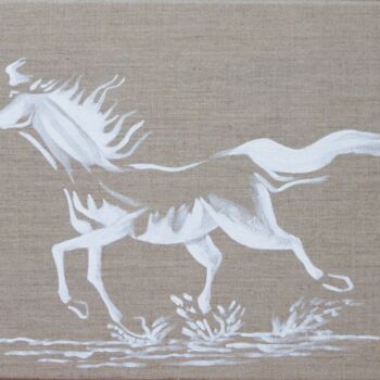 Ζωγραφική με τίτλο "cheval sauvage" από Armelle Cailly, Αυθεντικά έργα τέχνης, Ακρυλικό Τοποθετήθηκε στο Ξύλινο φορείο σκελε…