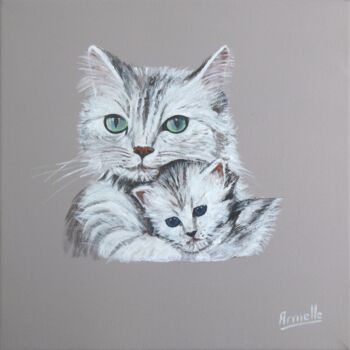 Peinture intitulée "chats" par Armelle Cailly, Œuvre d'art originale, Acrylique Monté sur Châssis en bois
