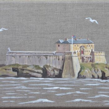 Painting titled "Le fort du Petit Bé" by Armelle Cailly, Original Artwork, Acrylic Mounted on Wood Stretcher frame