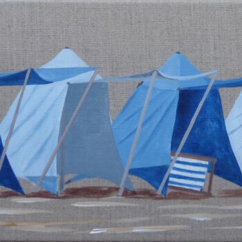 「tentes à saint cast」というタイトルの絵画 Armelle Caillyによって, オリジナルのアートワーク, アクリル ウッドストレッチャーフレームにマウント