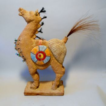 Rzeźba zatytułowany „Le cheval fier” autorstwa Armelle Colombier, Oryginalna praca, Ceramika