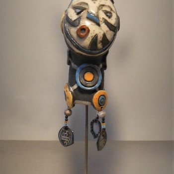 Sculpture titled "Tête 4" by Armelle Colombier, Original Artwork, Ceramics