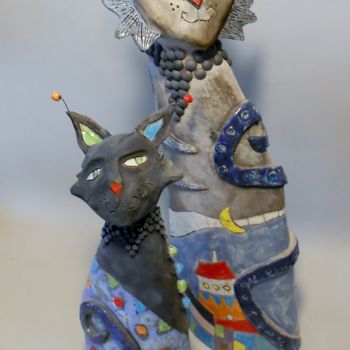 Sculpture titled "la p'tite chamille…" by Armelle Colombier, Original Artwork, Ceramics