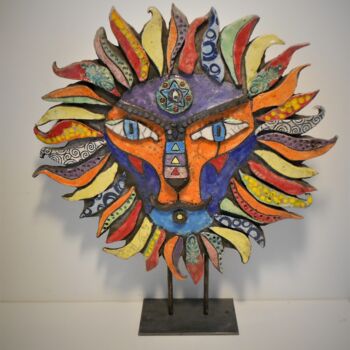 Scultura intitolato "Le Roi Lion" da Armelle Colombier, Opera d'arte originale, Ceramica