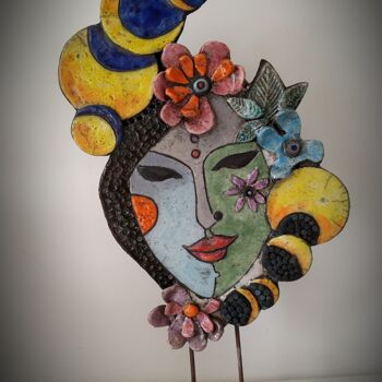 Sculpture titled "Au gré des lunes" by Armelle Colombier, Original Artwork, Ceramics