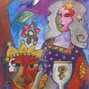 Pintura intitulada "La femme au calice" por Armelle Colombier, Obras de arte originais