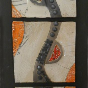 Γλυπτική με τίτλο "triptyque-rouge.jpg" από Armelle Colombier, Αυθεντικά έργα τέχνης, Κεραμικά